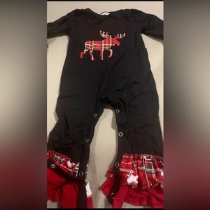 Christmas romper Xmas reindeer one piece romper footies holiday
